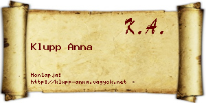 Klupp Anna névjegykártya